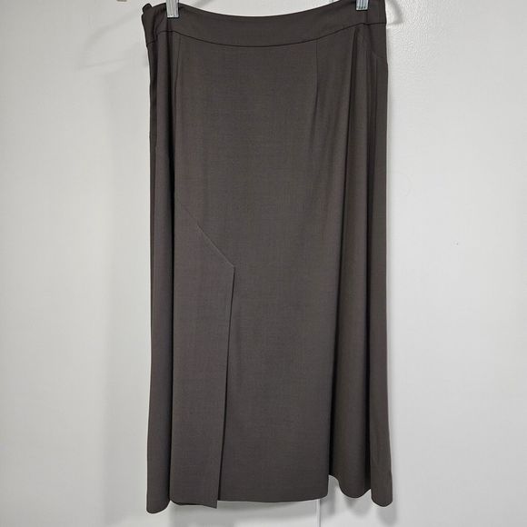 Eileen Fisher Size S Gray‎ Viscose Knit Midi Length A-Line Skirt w/ Slits - Picture 1 of 6